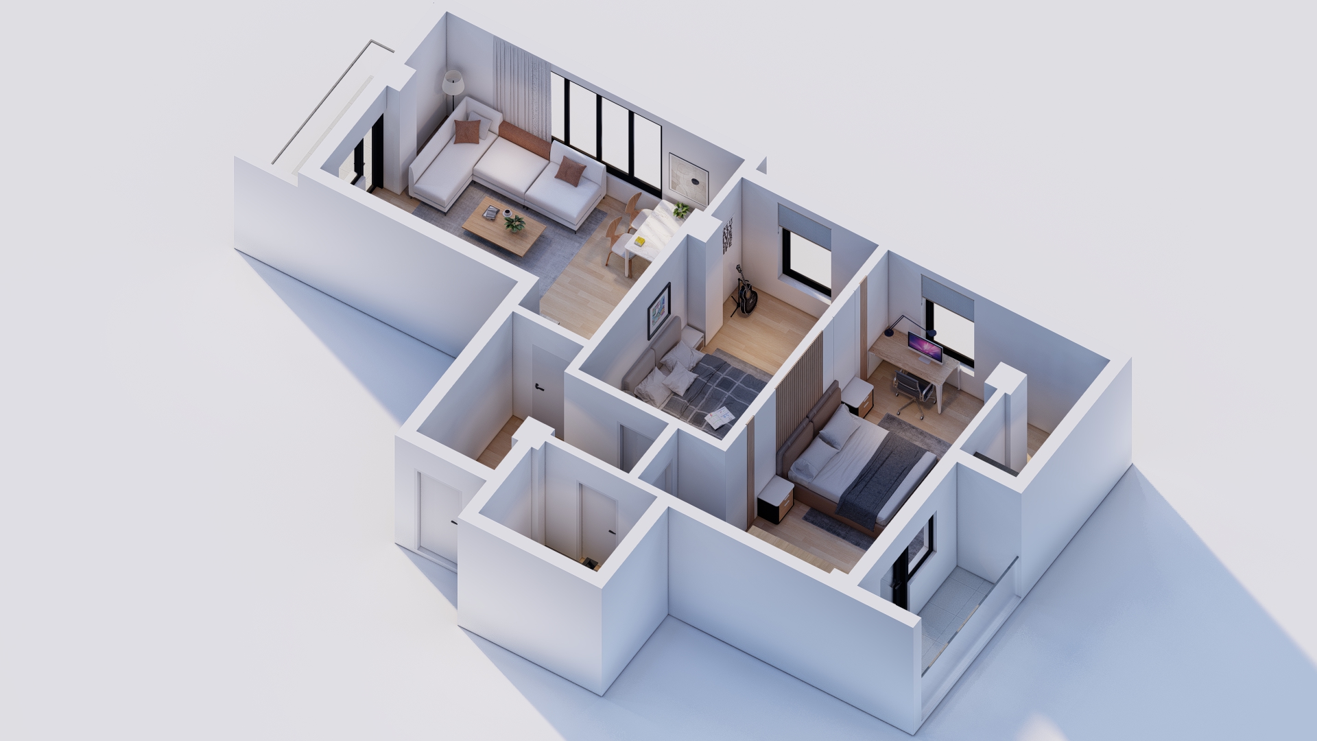 Apartament 3 camere | 87,7 mp | 2 balcoane | Rădăuți Central | 2026